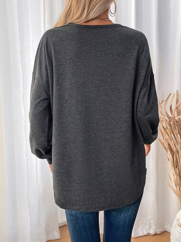 Charcoal Long-Sleeve Relaxed Blouse — view 2