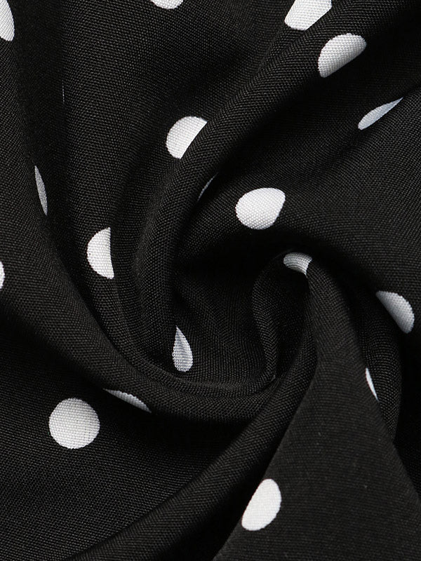 Black Long-Sleeve Polka Dot Maxi Dress — view 3