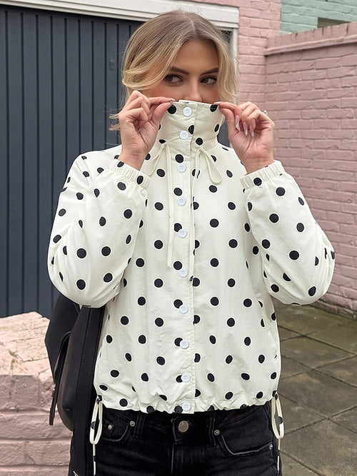 Apricot Collared Polka Dot Coat — view 1