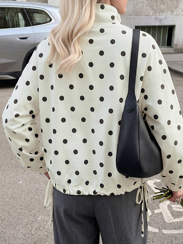 Apricot Collared Polka Dot Coat — view 3