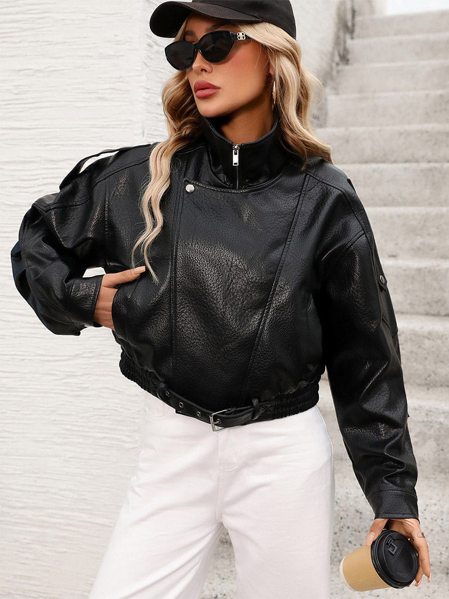 Black Belted Pockets Short Jacket — view 5