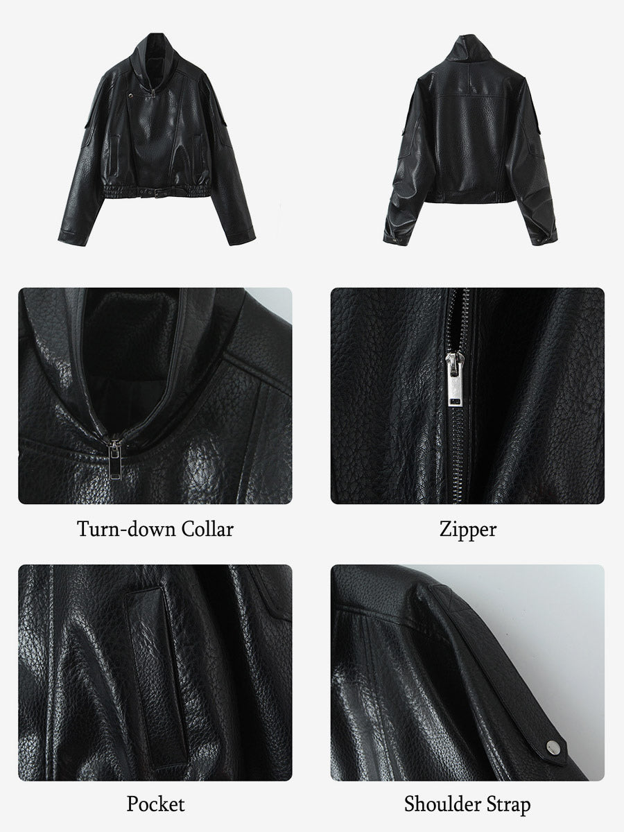 Black Belted Pockets Short Jacket — view 8