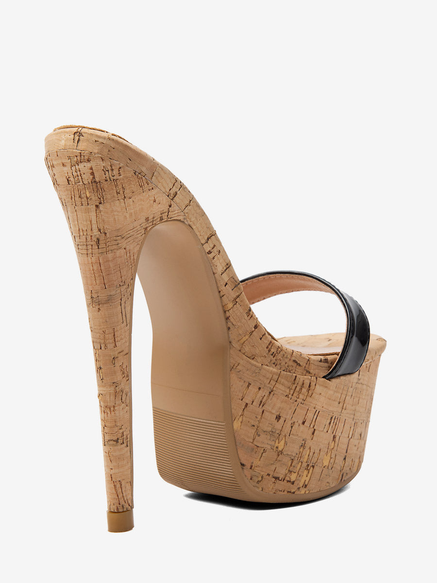 Black Open-Toe Platform Stiletto Sandals — view 7