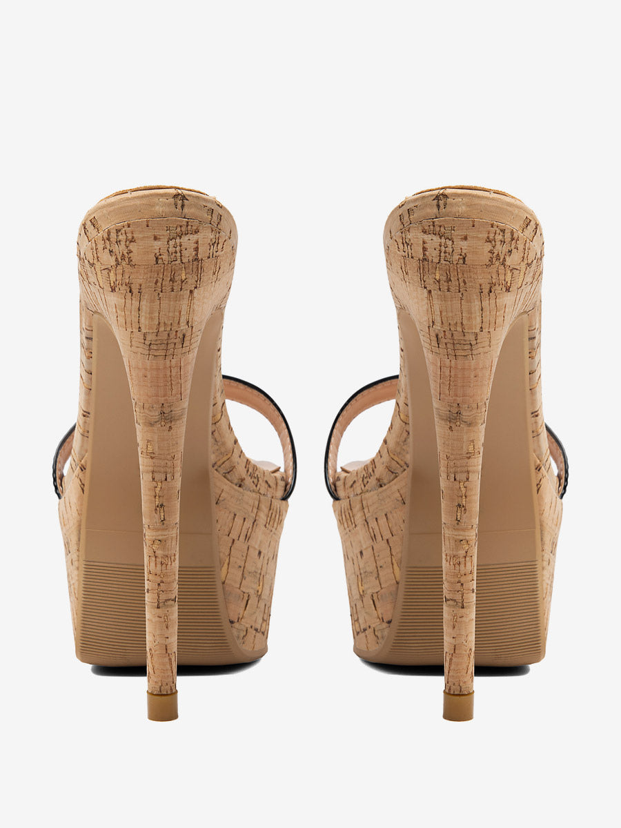 black open toe platform stiletto sandals — view 6