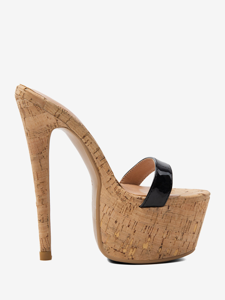 Black Open-Toe Platform Stiletto Sandals — view 5