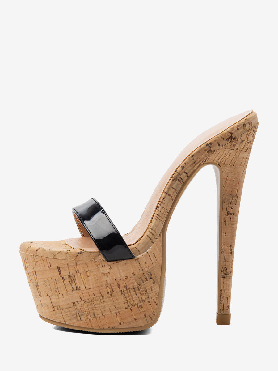 Black Open-Toe Platform Stiletto Sandals — view 2