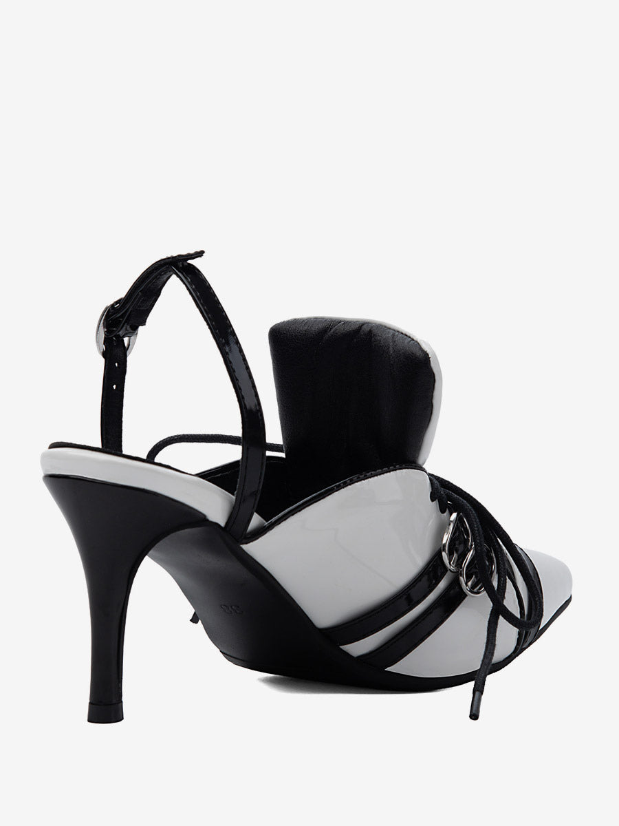 White Pointed-Toe Slingback Buckle Court Shoes — view 7