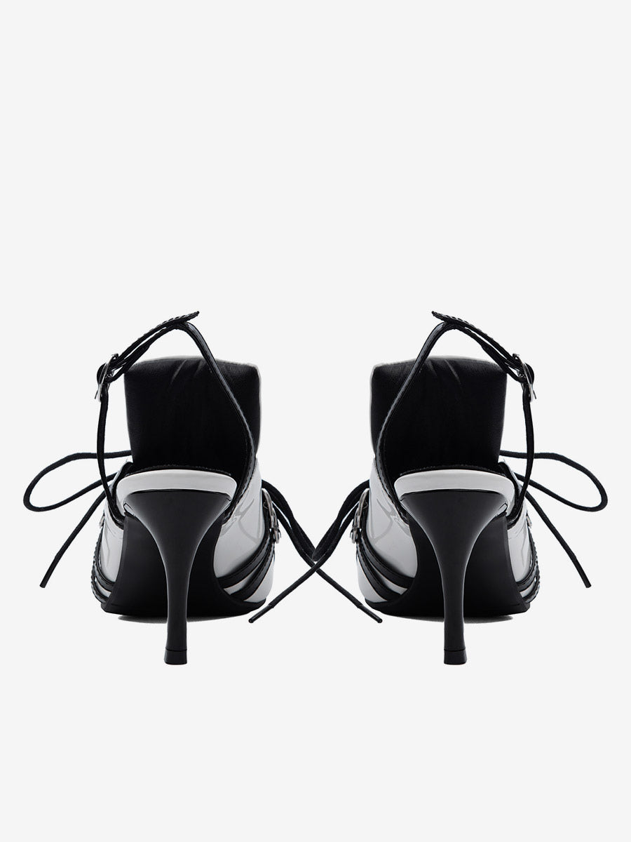 White Pointed-Toe Slingback Buckle Court Shoes — view 5