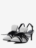 White Pointed-Toe Slingback Buckle Court Shoes — view 1