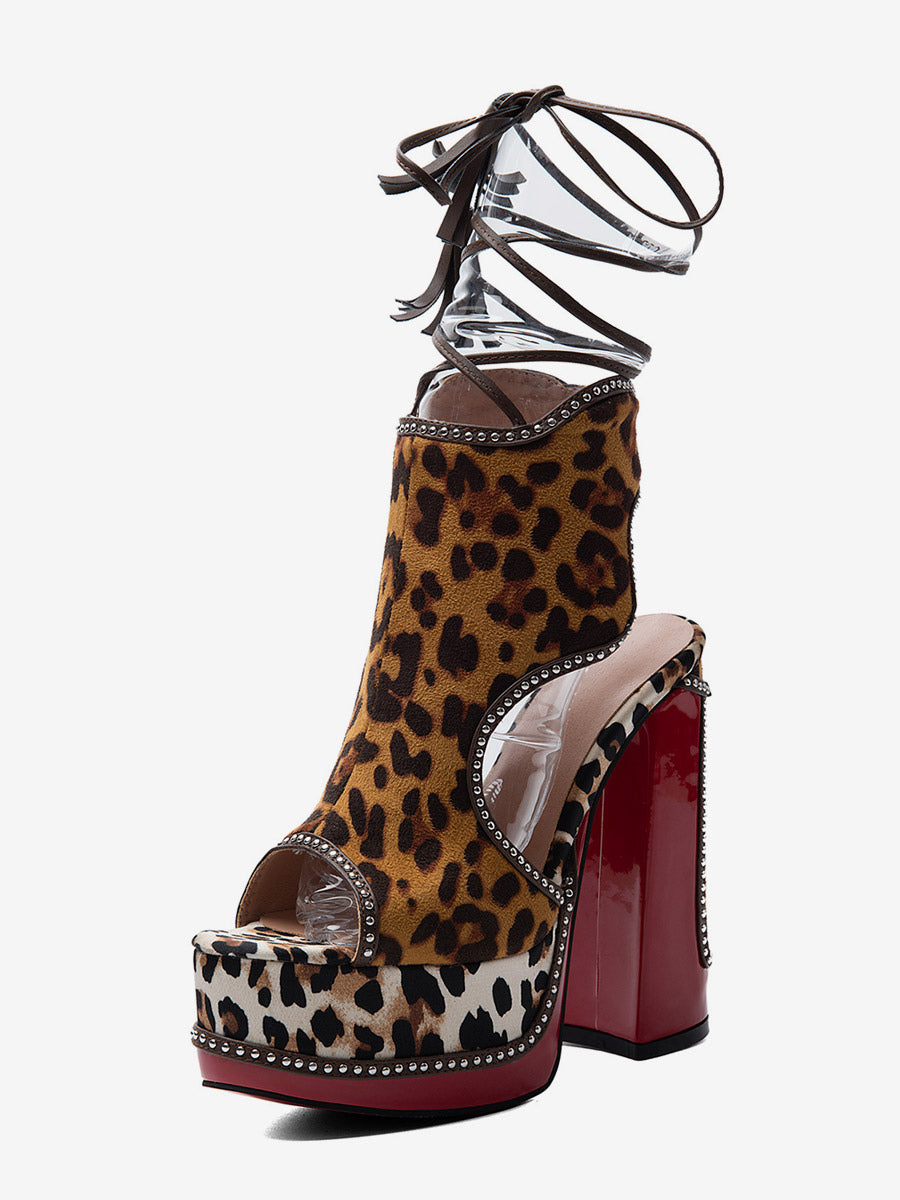 camel open toe platform block heel sandals — view 4