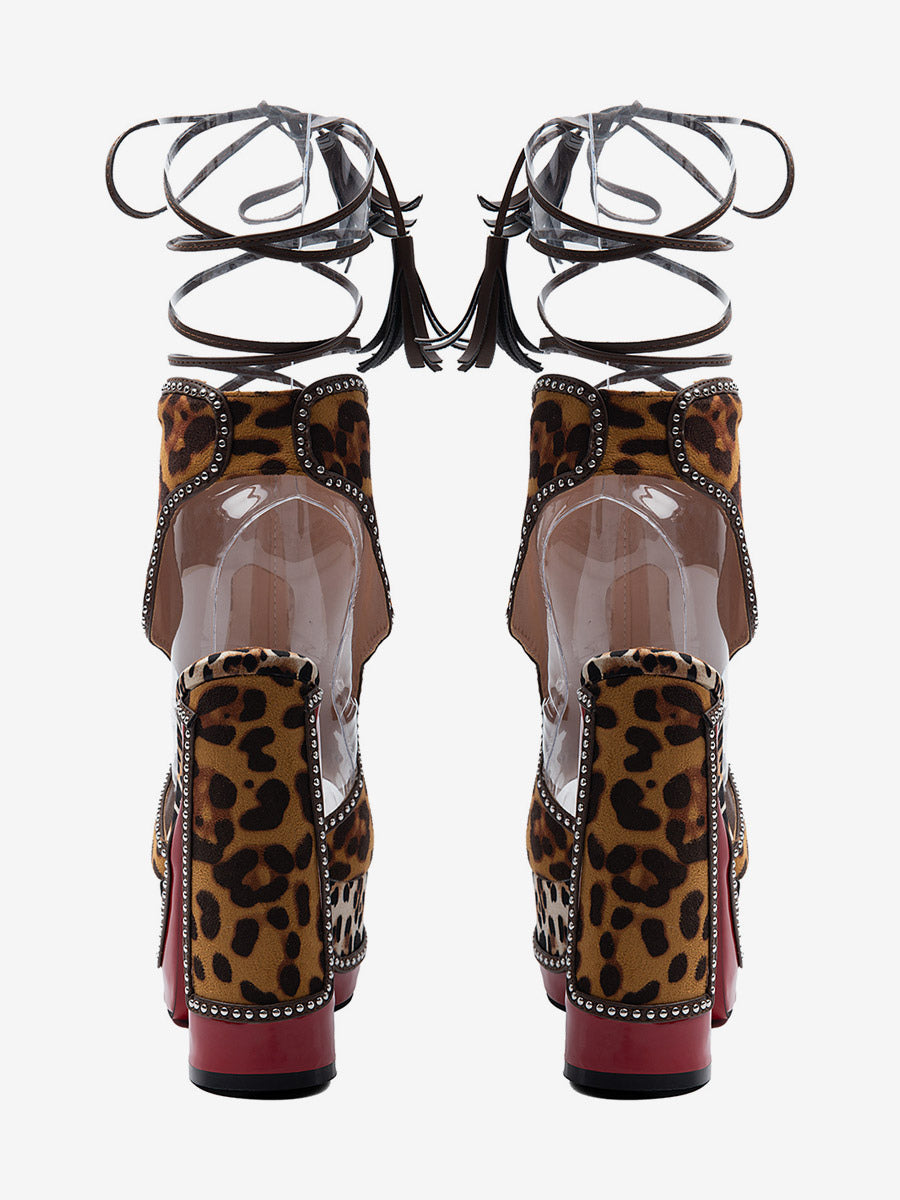 camel open toe platform block heel sandals — view 7