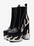 Black Round-Toe Platform Zip Ankle Boots — view 1