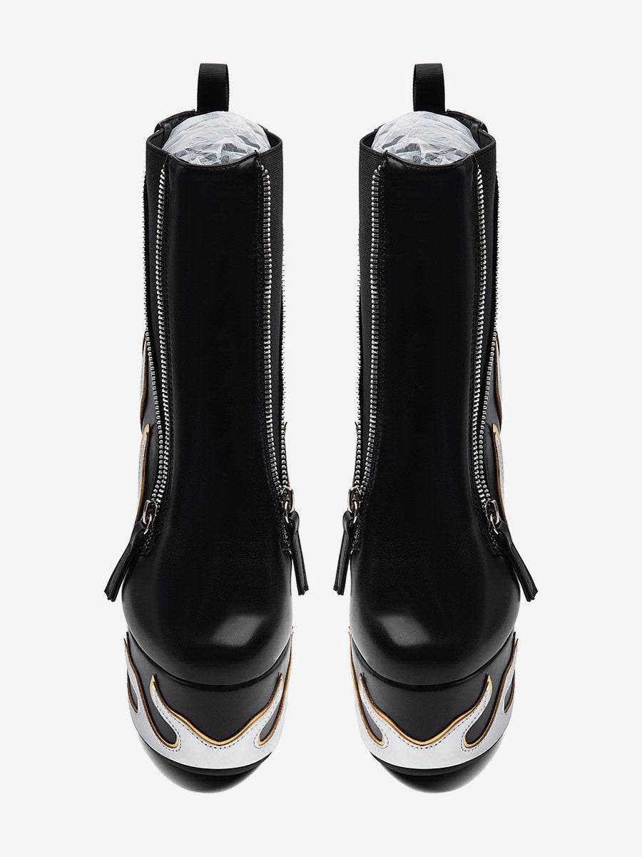 black round toe platform zip ankle boots — view 4