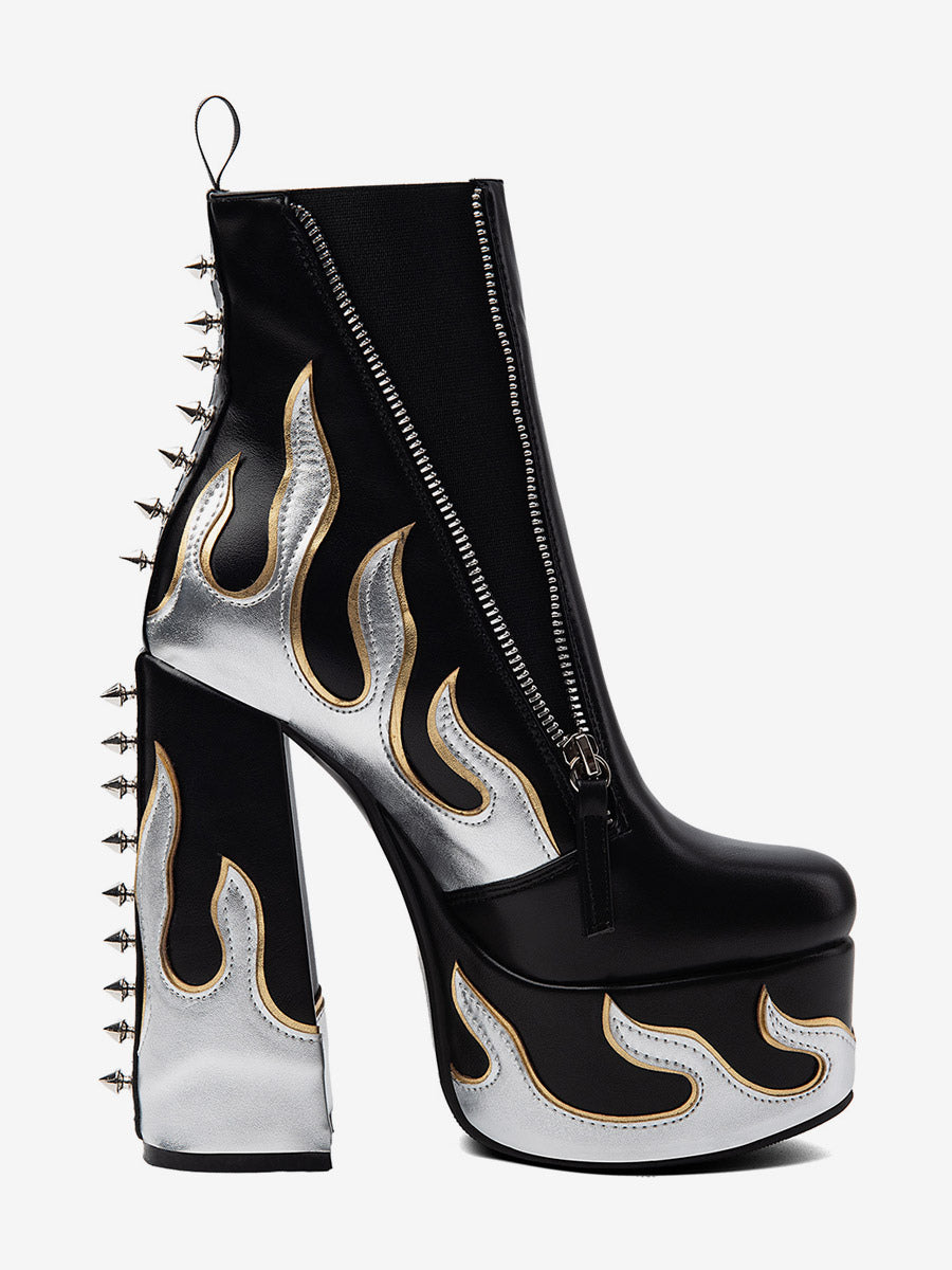 black round toe platform zip ankle boots — view 5