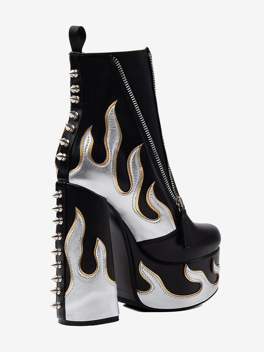 Black Round-Toe Platform Zip Ankle Boots — view 6
