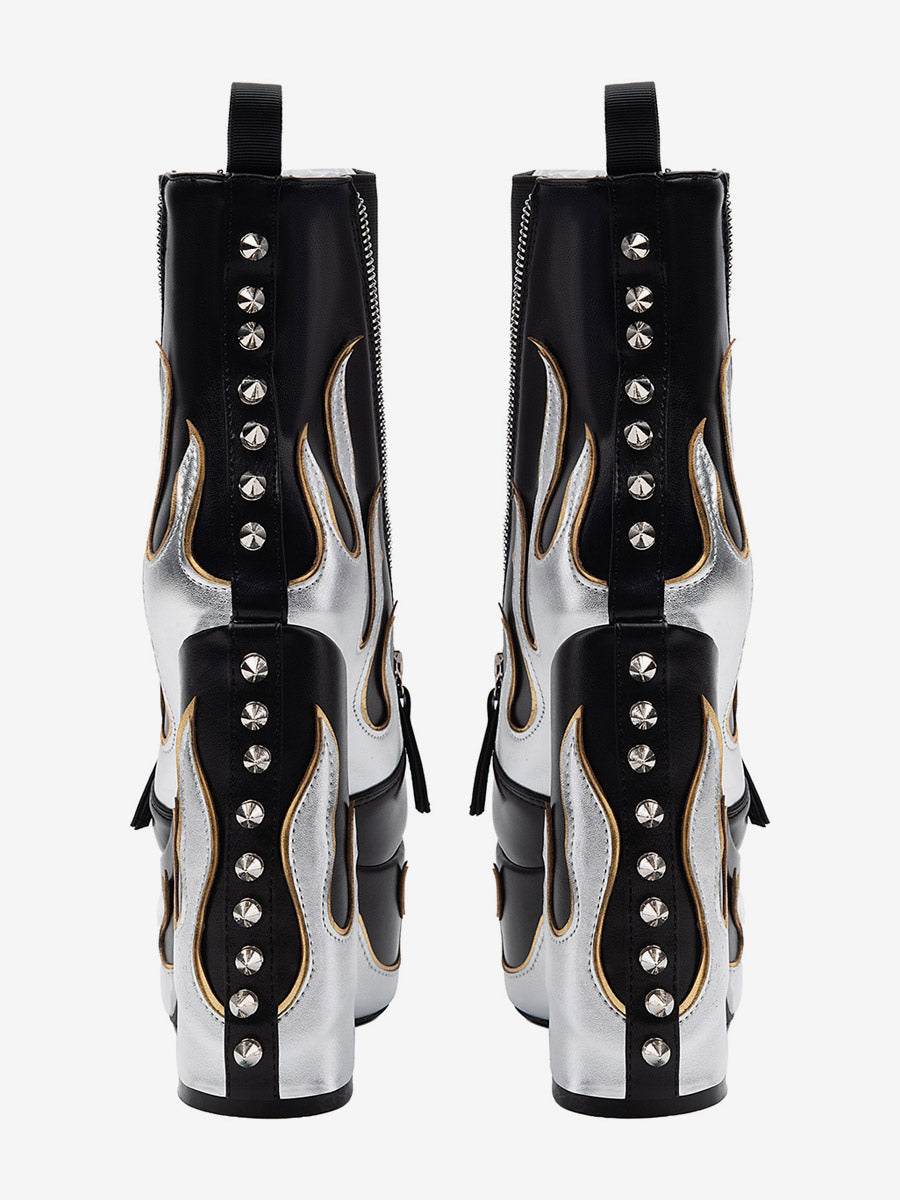 black round toe platform zip ankle boots — view 7