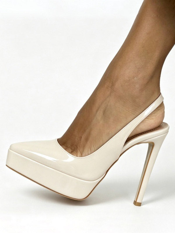 burgundy pointed toe slingback platform court shoes — view 2