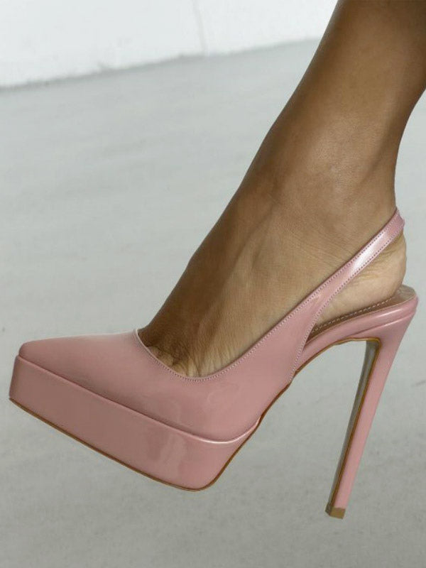burgundy pointed toe slingback platform court shoes — view 4