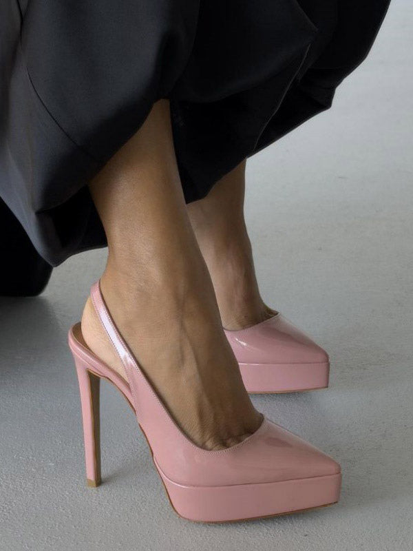 burgundy pointed toe slingback platform court shoes — view 5