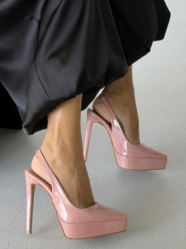 burgundy pointed toe slingback platform court shoes — view 8
