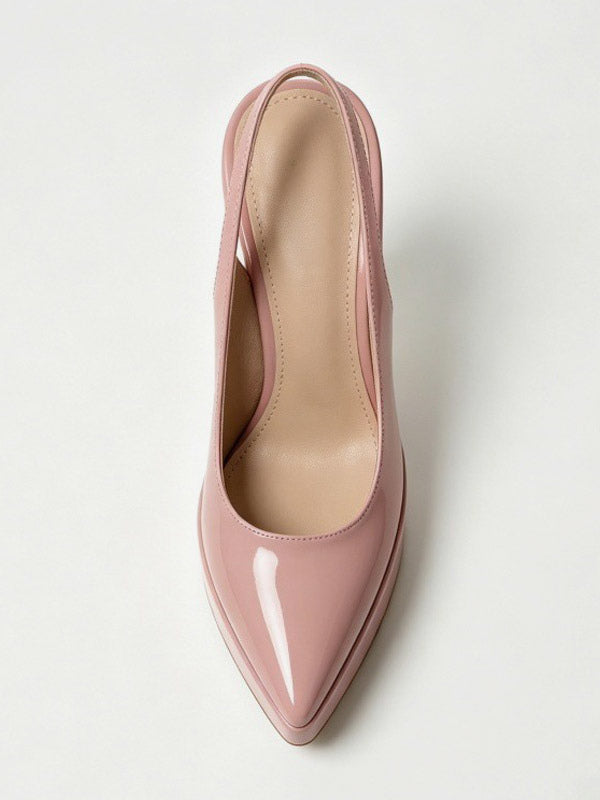 Burgundy Pointed-Toe Slingback Platform Court Shoes — view 9