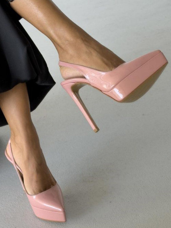 burgundy pointed toe slingback platform court shoes — view 10