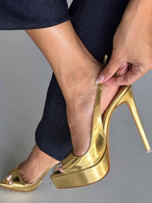 apricot open toe slingback platform court shoes — view 8