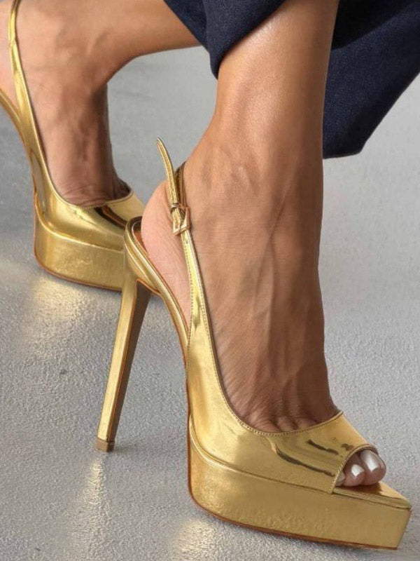 Apricot Open-Toe Slingback Platform Court Shoes — view 6