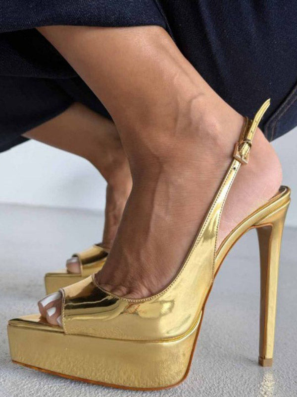 apricot open toe slingback platform court shoes — view 5