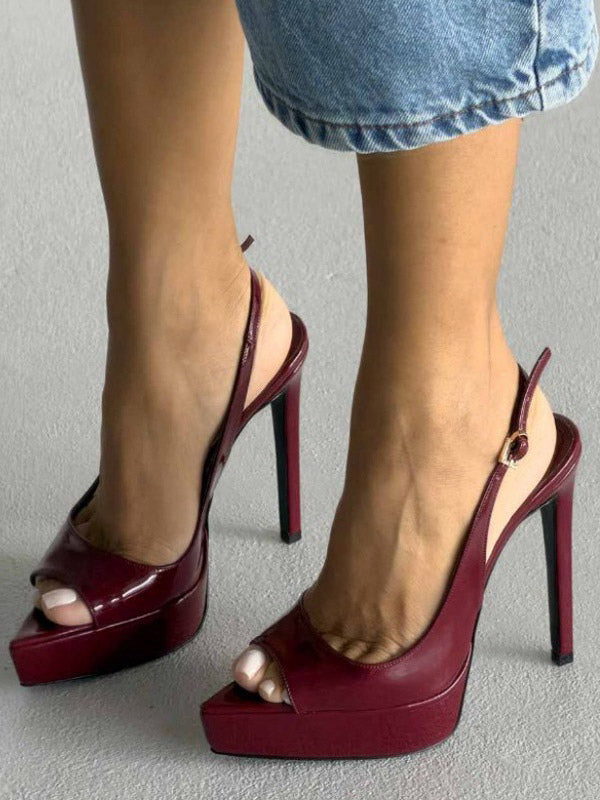 Apricot Open-Toe Slingback Platform Court Shoes — view 13