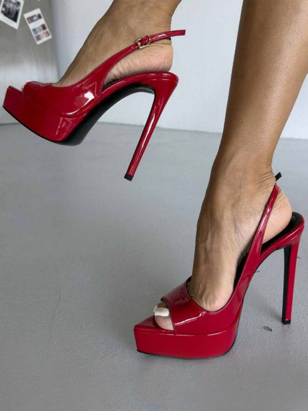 Apricot Open-Toe Slingback Platform Court Shoes — view 11