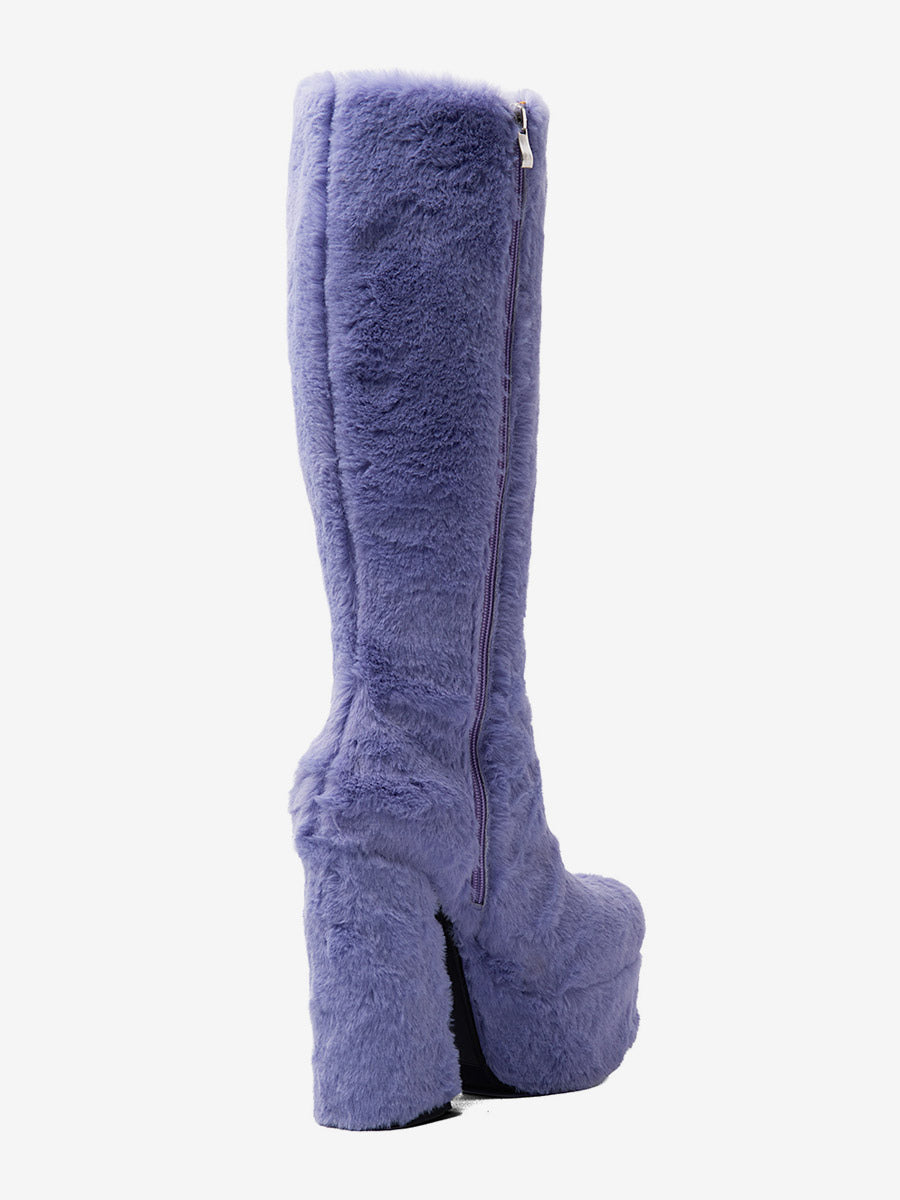 Lilac Round-Toe Platform Block Heel Knee-High Boots — view 6