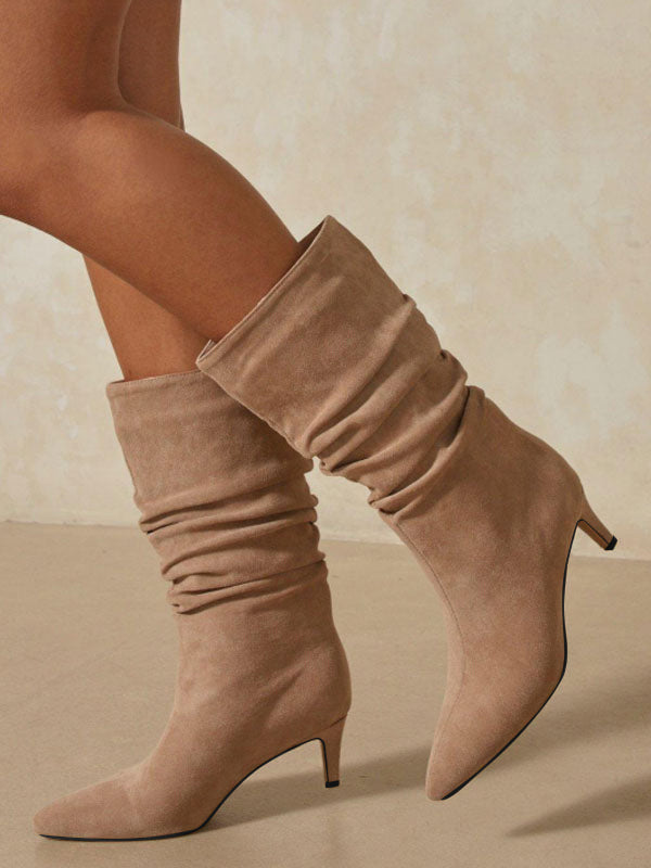Apricot Kitten Heel Mid-Calf Boots — view 5