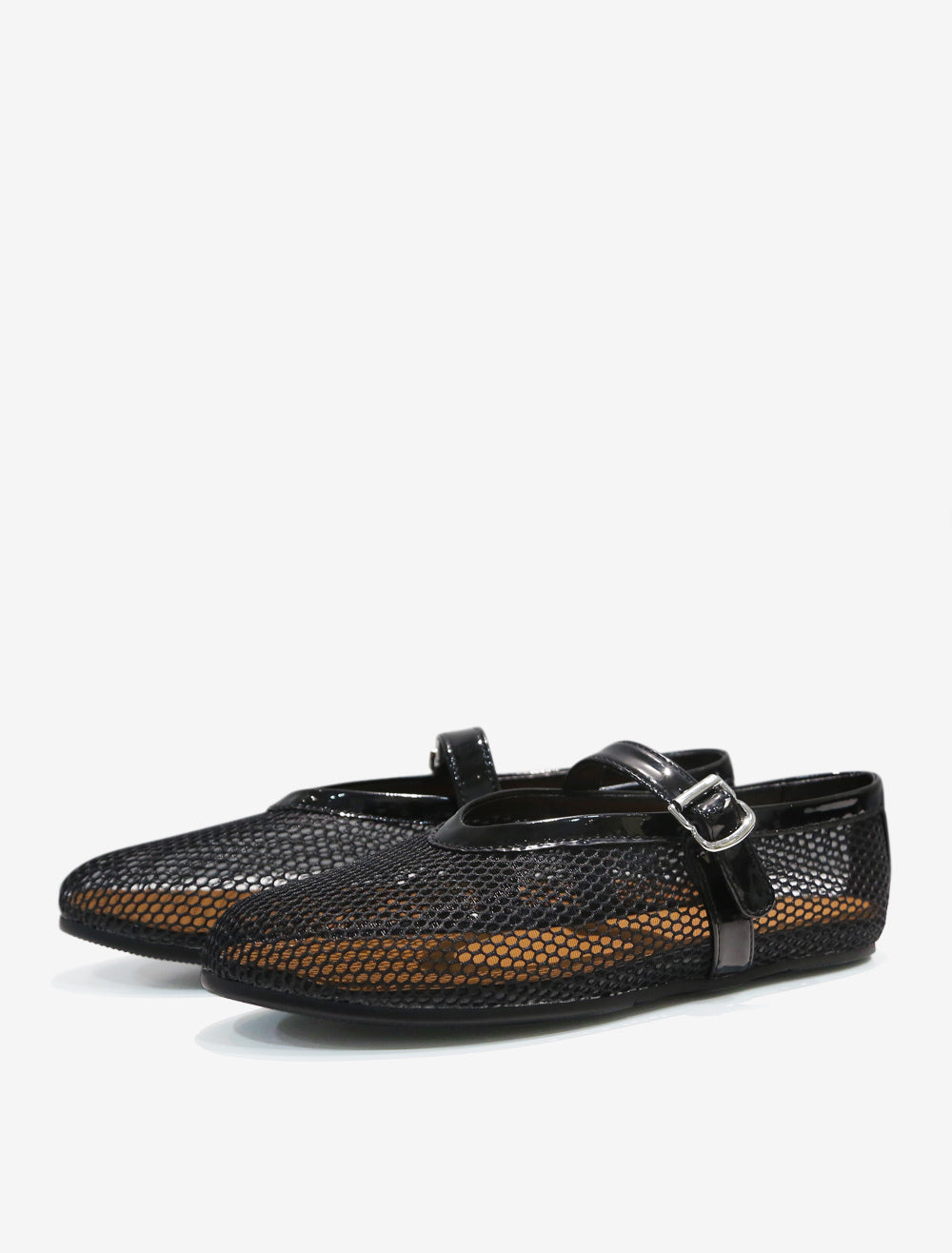 gold round toe ballet flats — view 1