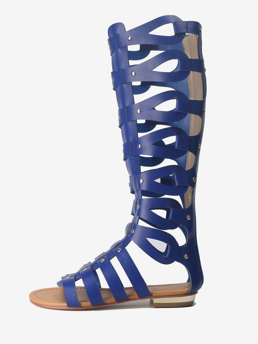 gold open toe knee high gladiator sandals — view 8