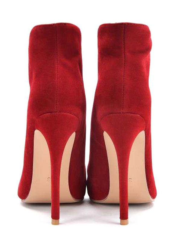 purple pointed toe suede effect ankle boots — view 5