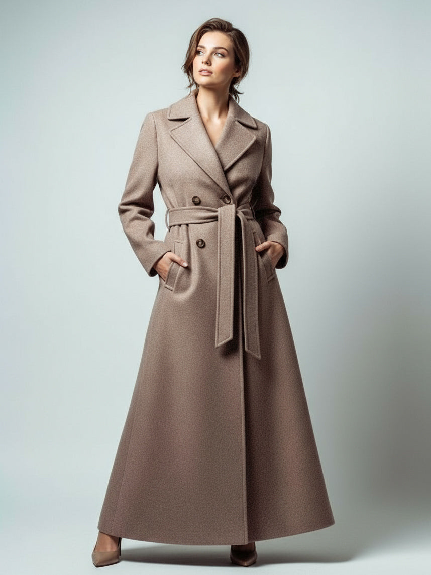 Green Belted Double-Breasted Maxi Coat — view 4