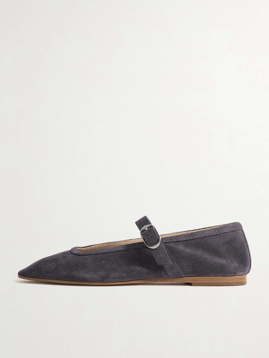 rose square toe suede effect ballet flats — view 7