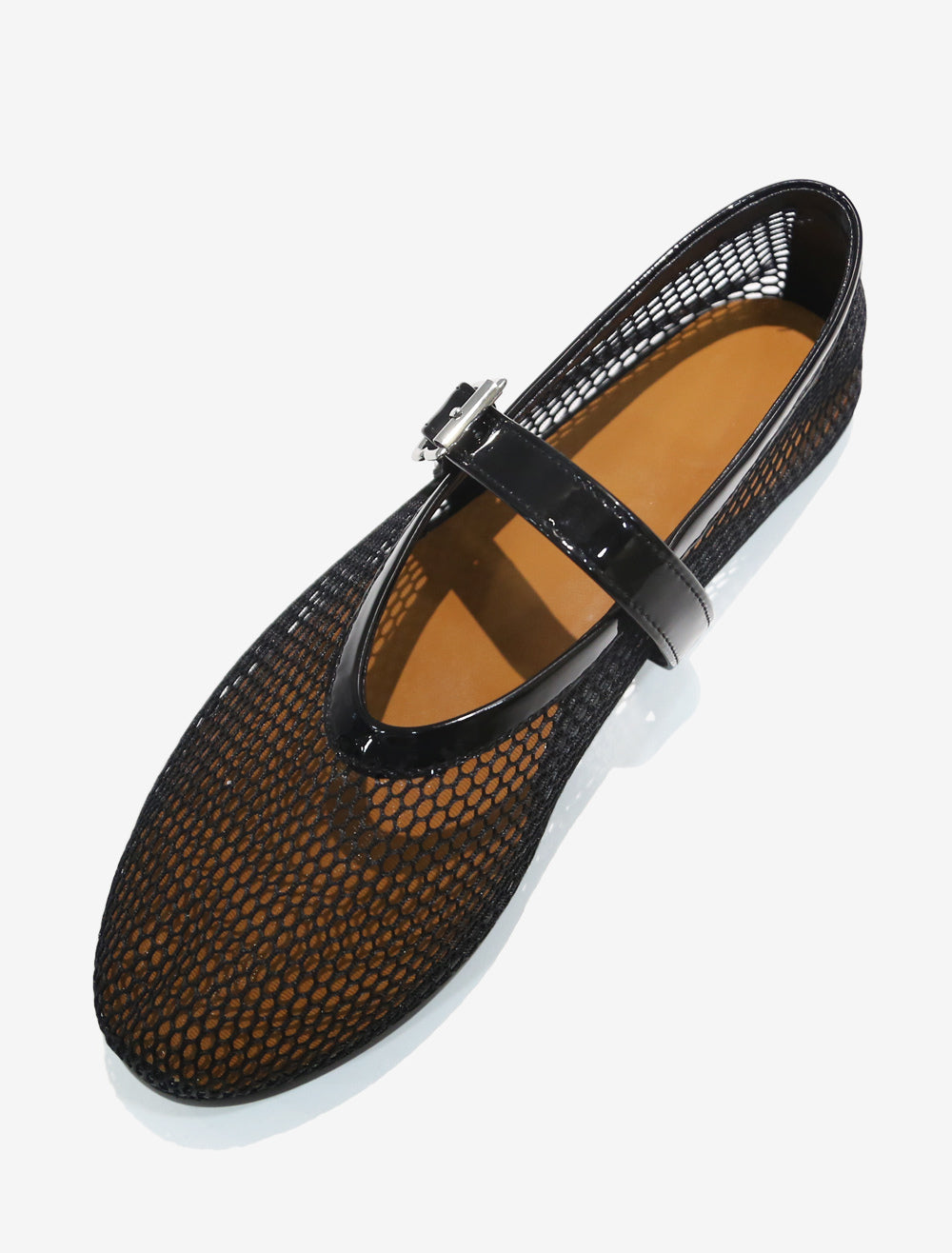 gold round toe ballet flats — view 3