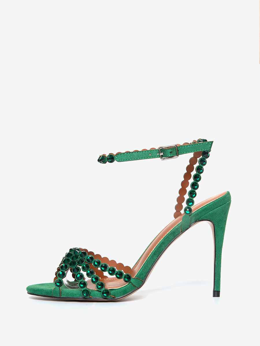 transparent open toe ankle strap stiletto sandals — view 11