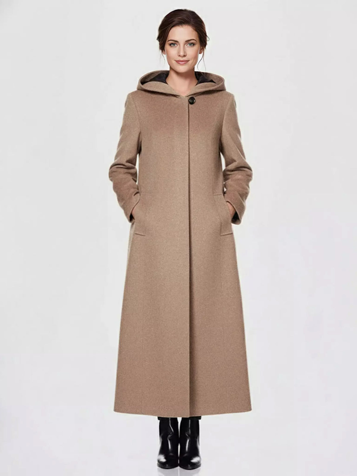 Green Wrap Hooded Maxi Coat — view 1