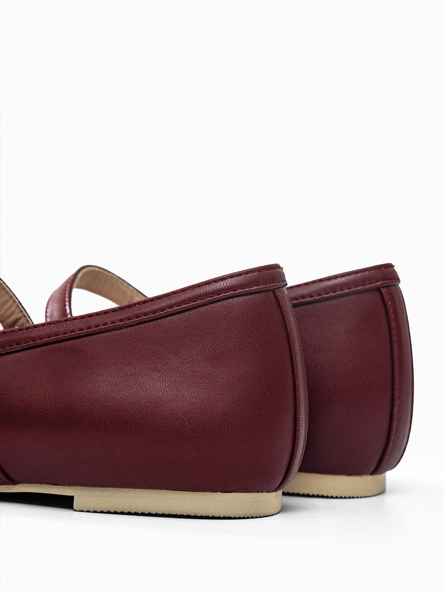gold square toe buckle ballet flats — view 6