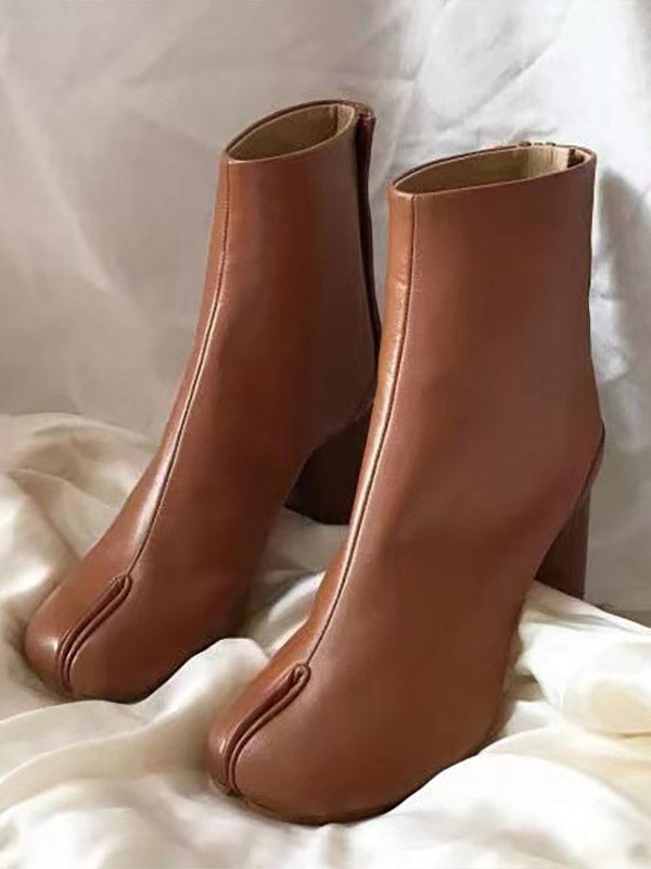 yellow square toe block heel ankle boots — view 2