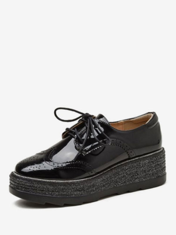 Apricot Round-Toe Platform Lace Loafers — view 2
