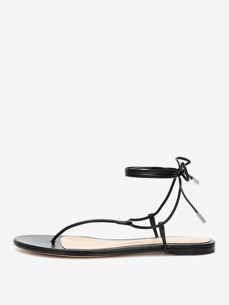 Black Lace-Up Sandals — view 2