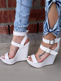 White Open-Toe Wedge Sandals — view 1