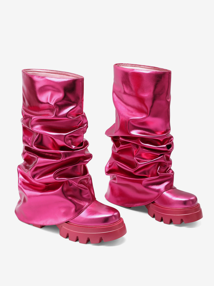Gold Round-Toe Ankle Boots — view 9