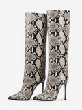 Python Pointed-Toe Knee-High Boots — view 1