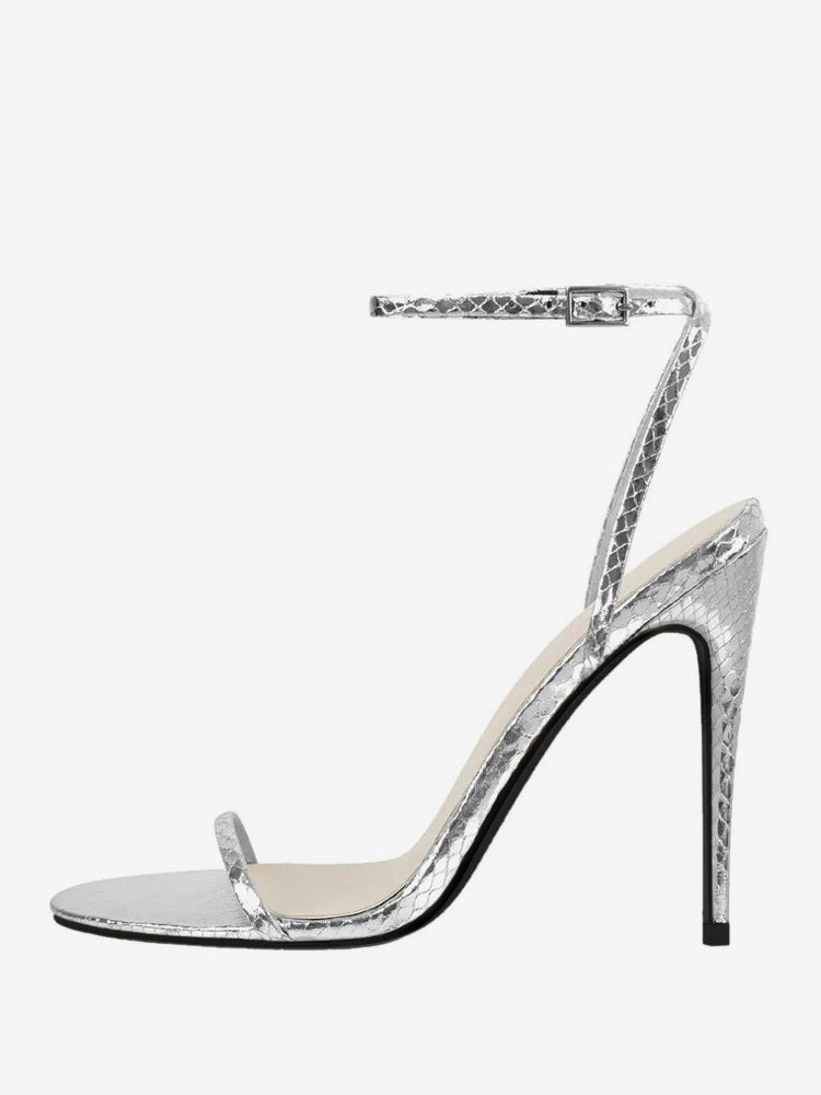 Green Open-Toe Stiletto Sandals — view 6