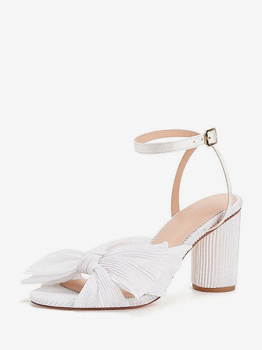 Gold Block Heel Bow Detail Sandals — view 1